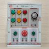 ماژول آموزشی I/O دارای چراغ سیگنال های خروجی و نیز کلیدهای STOP و START ورودی و همچنین شیر برقی